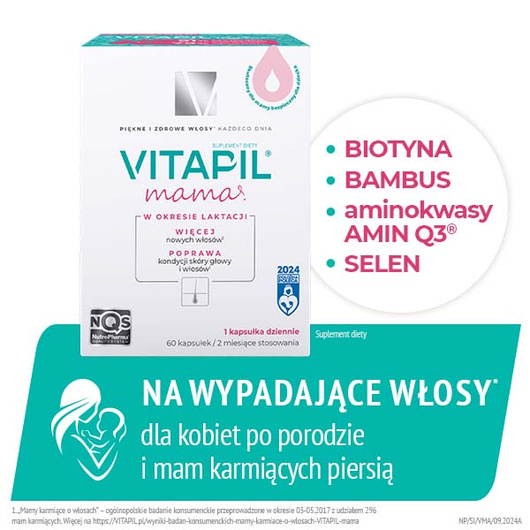 VITAPIL mama, wypadanie włosów po ciąży i podczas karmienia piersią, 60 kapsułek
