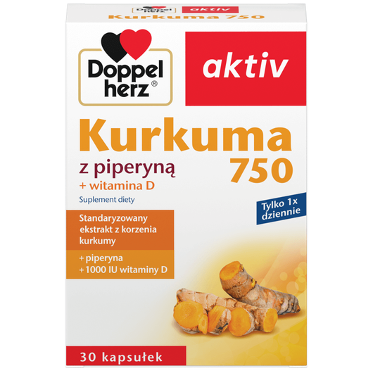 Doppelherz aktiv Kurkuma 750 z piperyną, 30 kapsułek