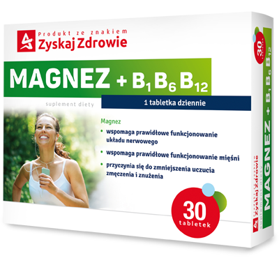 ZYSKAJ ZDROWIE Magnez + B1 B6 B12, 30 tabletek