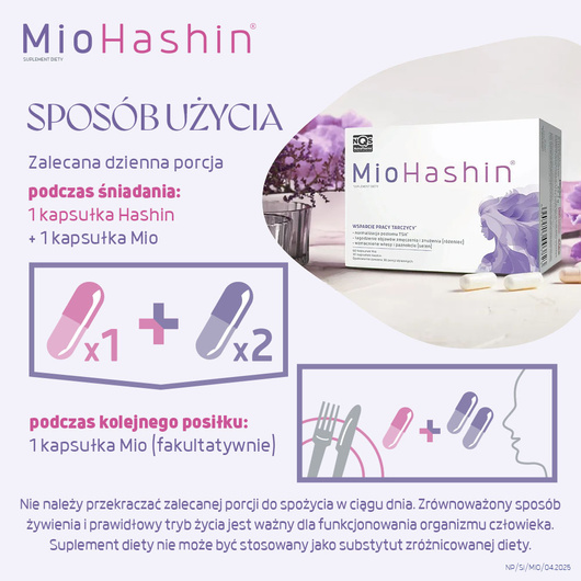 MioHashin wspiera prawidłową produkcję hormonów tarczycy, 90 kapsułek (60 kapsułek Mio + 30 kapsułek Hashin)
