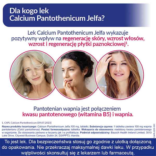 Calcium Pantothenicum Jelfa 100 mg, 50 tabletek