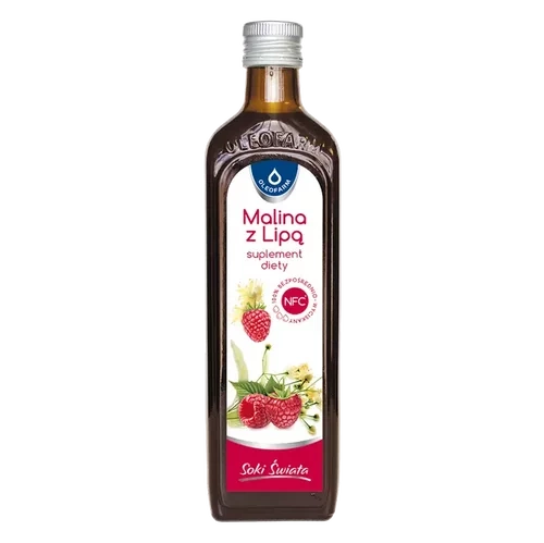 Oleofarm Sok z malin z lipą, 490 ml