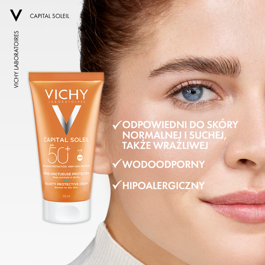 VICHY CAPITAL SOLEIL Aksamitny krem do twarzy SP50+, 50ml DATA WAŻNOŚCI 01/2026