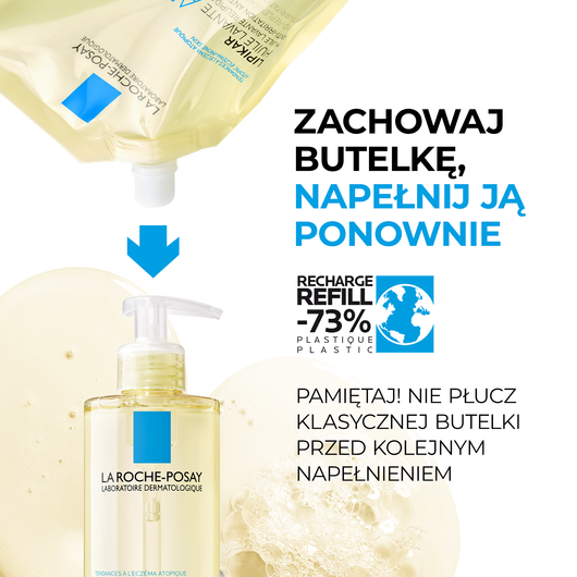 LA ROCHE-POSAY Lipikar AP+ Olejek myjący do ciała, opakowanie uzupełniające Refill - 400ml