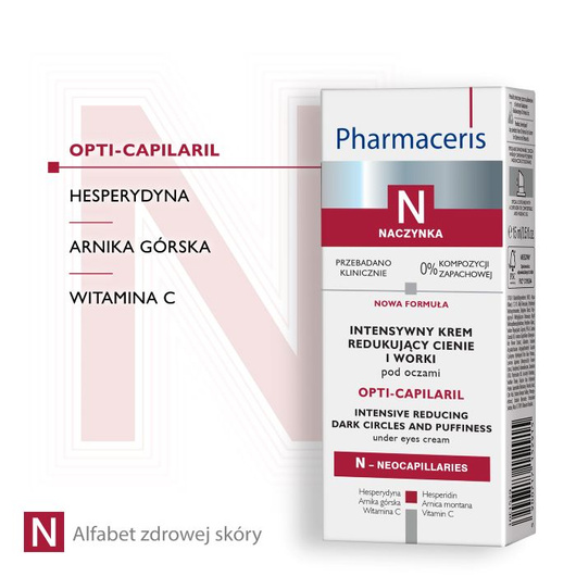 Pharmaceris N Opti-Capilaril Intensywny krem redukujący cienie i worki pod oczami, 15 ml
