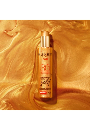 Nuxe Sun Huile Solaire Or SPF 30 Suchy olejek do opalania z drobinkami, 150 ml
