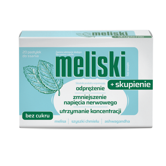 Meliski + Skupienie, 20 pastylek do ssania