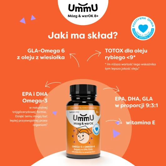 UmmU Mózg & WzrOK 8+, 120 kapsułek miękkich 