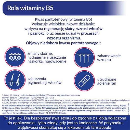 Calcium Pantothenicum Jelfa 100 mg,  50 tabletek