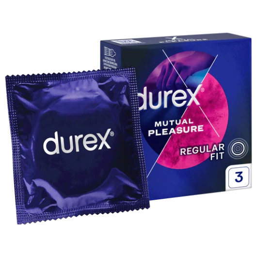 Durex Mutual Pleasure Prezerwatywy dla dłuższego stosunku z wypustkami, 3 sztuki