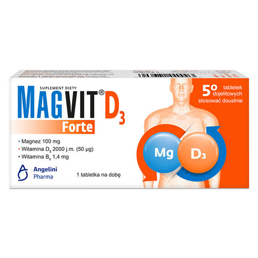 Magvit Forte D3 tabletki dojelitowe, 50 sztuk