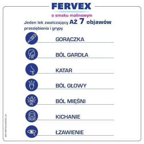 Fervex o smaku malinowym, 8 saszetek