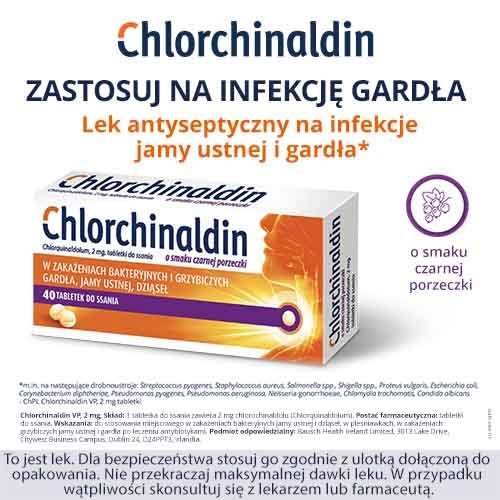 Chlorchinaldin 2mg o smaku czarnej porzeczki, 40 tabletek do ssania 