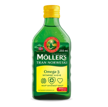 MOLLER'S TRAN NORWESKI płyn o smaku cytrynowym, 250 ml