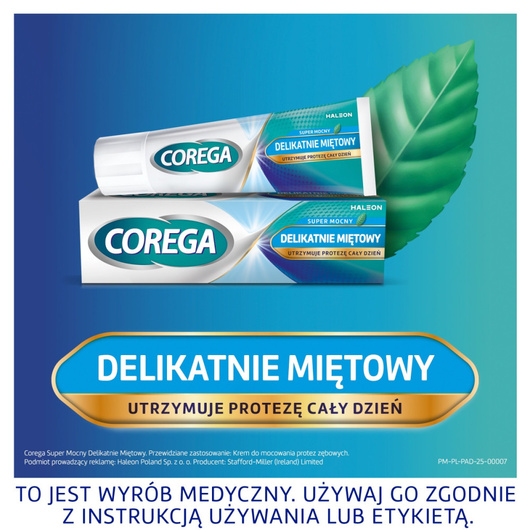 Corega Super Mocny Delikatnie miętowy Dwupak, 2 x 40 g