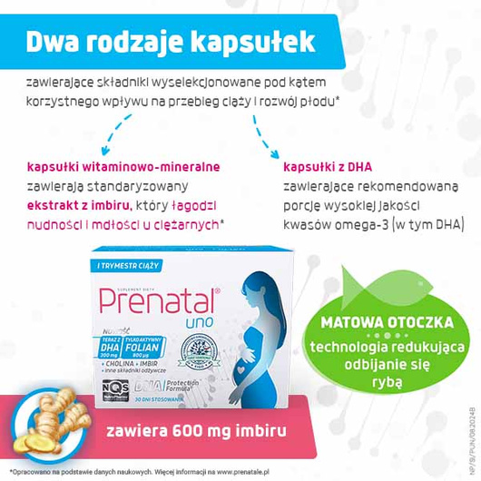 Prenatal Uno 30kaps. witaminowo-mineralnych + 30kaps. DHA