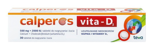 Calperos VITA-D3 tabletki 500 mg+2000I.U., 30 tabletek