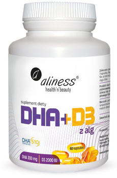 Aliness Omega DHA z alg + D3 2000 IU,  60 kapsułek