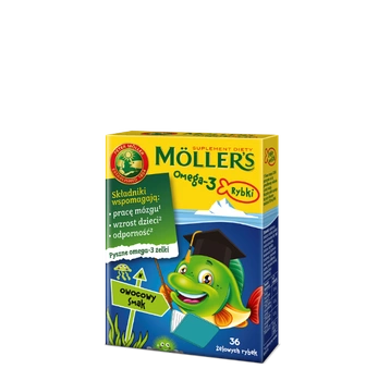 MOLLER'S OMEGA-3 RYBKI smak owocowy, 36 żelek