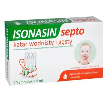 ISONASIN SEPTO katar wodnisty i gęsty, roztwór do płukania nosa, 5 ml x 20 ampułek