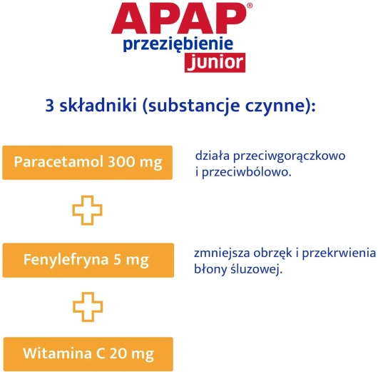 APAP Przeziębienie Junior, 6 saszetek