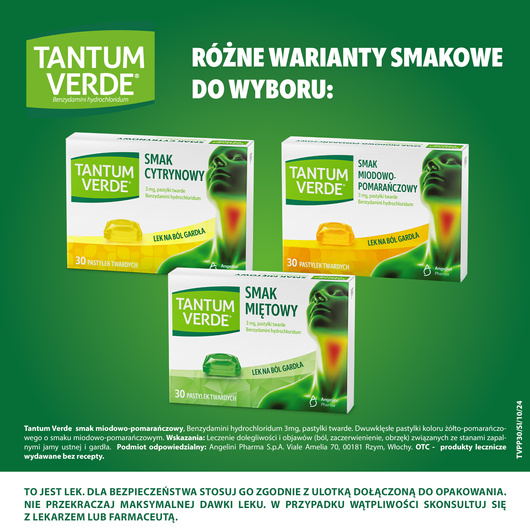 Tantum Verde smak miodowo-pomarańczowy, 30 pastylek 