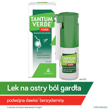 TANTUM VERDE FORTE 3mg/ml, lek na ból gardła i stany zapalne jamy ustnej, aerozol x 15 ml