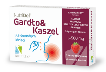 NutriDef Gardło&Kaszel Smak truskawki, 20 pastylek
