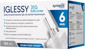 Iglessy Igły do penów insulinowych 31G 6 mm, 100 sztuk