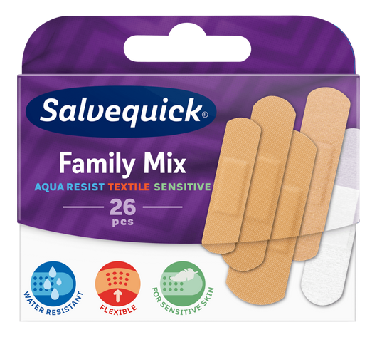 SALVEQUICK MED FAMILY MIX Plastry opatrunkowe - 26 sztuk