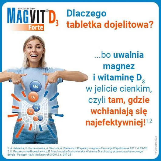Magvit Forte D3 tabletki dojelitowe, 50 sztuk