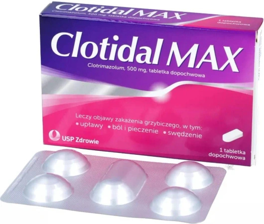 Clotidal MAX tabletka dopochwowa,  Clotrimazol 500mg, 1 sztuka 