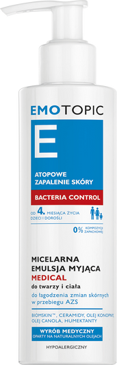 EMOTOPIC Bacteria Control Micelarna emulsja myjąca Medical do twarzy i ciała, 190 ml