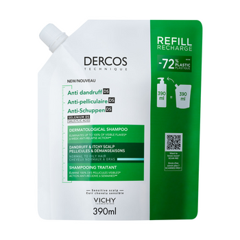 Vichy Dercos DS Szampon Przeciwłupieżowy do Włosów Normalnych i Przetłuszczających się Refll, 390 ml
