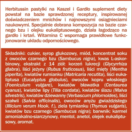 HERBITUSSIN KASZEL I GARDŁO x 12 pastylek do ssania