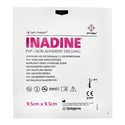 Inadine Opatrunek z jodyną powidonową 9,5 x 9,5 cm, 1 sztuka