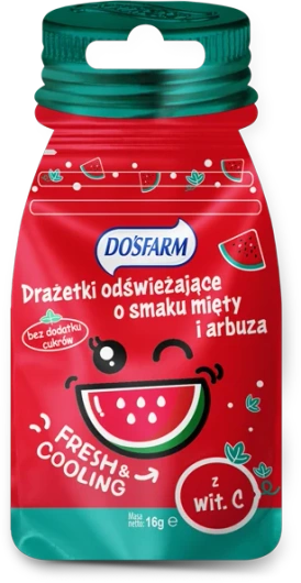 Dosfarm odświeżające drażetki o smaku mięty i arbuza,16 g