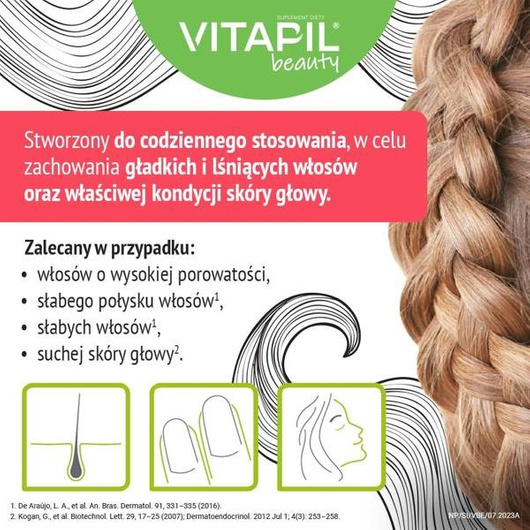 Vitapil beauty kapsułki na gładkie i lśniące włosy, 30 sztuk