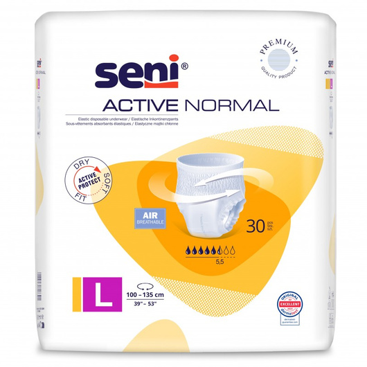 Seni Active Normal Rozmiar L (100-135cm) Majtki chłonne, 30 sztuk