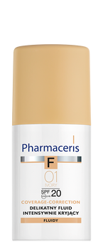 PHARMACERIS F Delikatny fluid intensywnie kryjący SPF 20+, 01 IVORY
