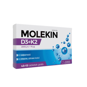 MOLEKIN D3 + K2, 45 tabletek + 15 tabletek GRATIS