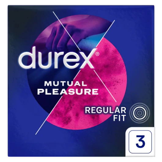 Durex Mutual Pleasure Prezerwatywy dla dłuższego stosunku z wypustkami, 3 sztuki