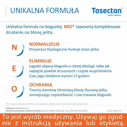 Tasectan 250mg, proszek do stosowania u dzieci, 20 saszetek