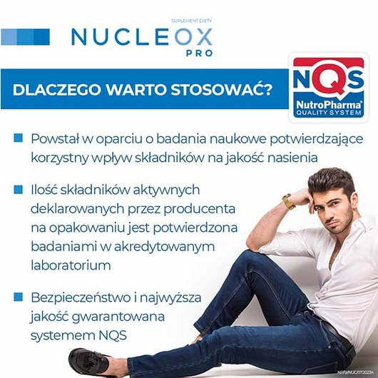 Nucleox PRO wspiera płodność, suplement diety dla mężczyzn dla utrzymania prawidłowej jakości nasienia, 30 saszetek + 30 kapsułek