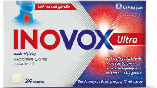 INOVOX ULTRA o smaku miętowym, 24 pastylki do ssania