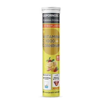 Colostrum + Witamina C 1000 z ryboflawiną, 20 tabletek musujących