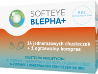 SOFTEYE BLEPHA + Chusteczki okulistyczne 14 sztuk + 1 ogrzewalny kompres
