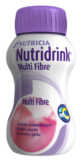 NUTRIDRINK MULTI FIBRE o smaku truskawkowym 4 sztuki x 125 ml 