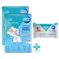 Canpol babies 2x Wielofunkcyjne podkłady higieniczne 90x60 cm + Chusteczki nawilżane 60 sztuk gratis