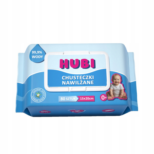 HUBI Chusteczki nawilżane wodą 99,9%, 80 sztuk